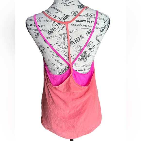 Aiko double camisole made in USA orange & pink Sz M - Picture 4 of 8